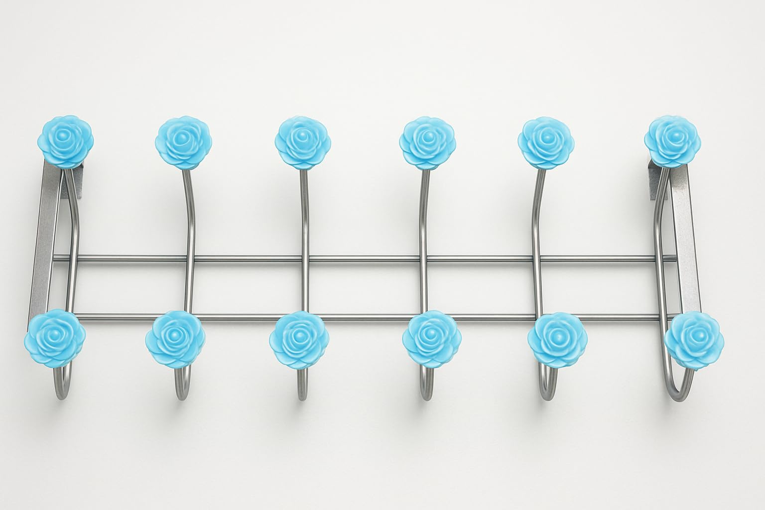 Rsk Goods Blue Rose Flower Metal Over Door Hanger-12 Hook Rack (Blue/White/Pink/Cream) (Blue)