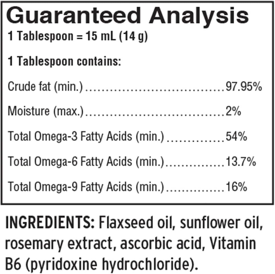 Barlean's Fresh Flax Oil for Animals with Rich Essential Omega-3 Fatty Acids for Pet Well-Being and Health - Non GMO - 12-Ounce