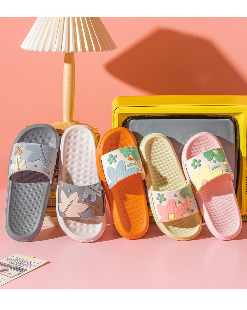 Loizziuy Floral House Slippers for Women Summer Lightweight Open Toe Foldable Comfort Hotel Travel Airplane Spa Slippers3