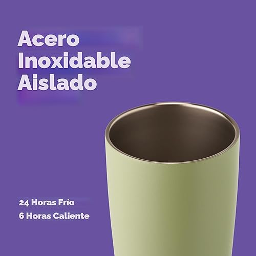 Miniatura 4 de Owala SmoothSip - Vaso de café de acero inoxidable con aislamiento, reutilizable, para café helado y café caliente, sin bisfenol A, 20 onzas, verde