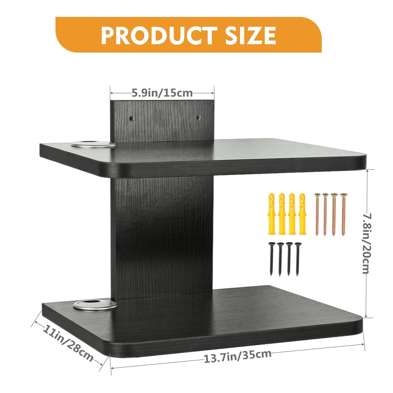 BiJun Estantes flotantes para centro de entretenimiento, estante flotante para caja de cable de TV, estante para altavoz, soporte de entretenimiento, soporte de pared, estante de DVD para PS4, caja de