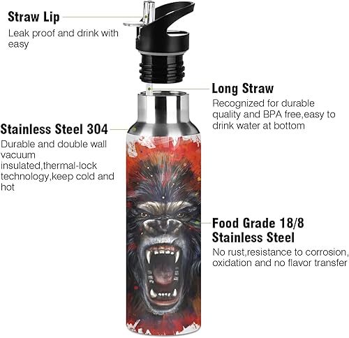 Vista 21 de París - Botella de agua para niños con tapa con pajilla, diseño de la Torre Eiffel París, botella de agua aislada de acero inoxidable a prueba