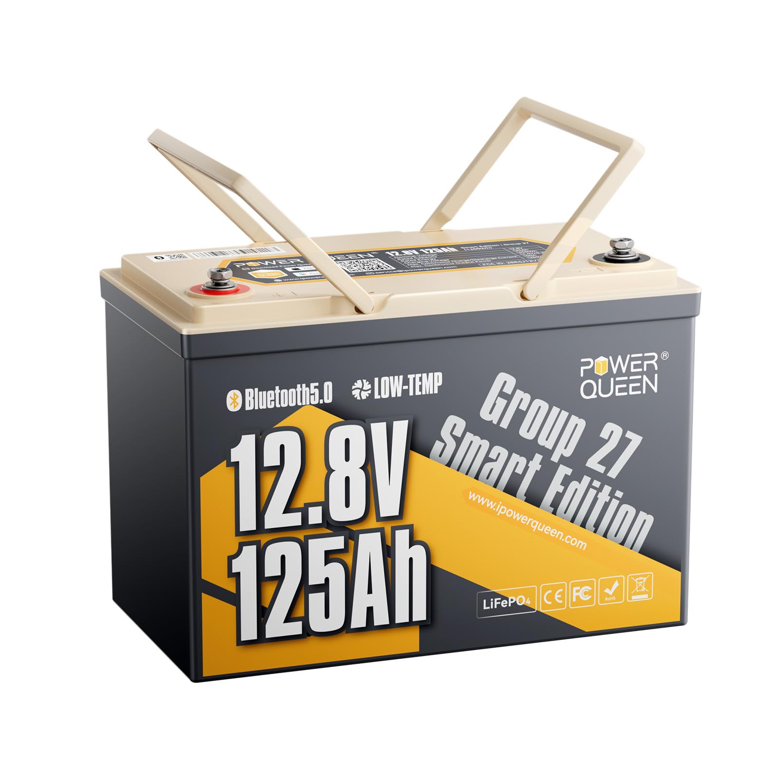 Power Queen 125Ah Bluetooth LiFePO4 Battery