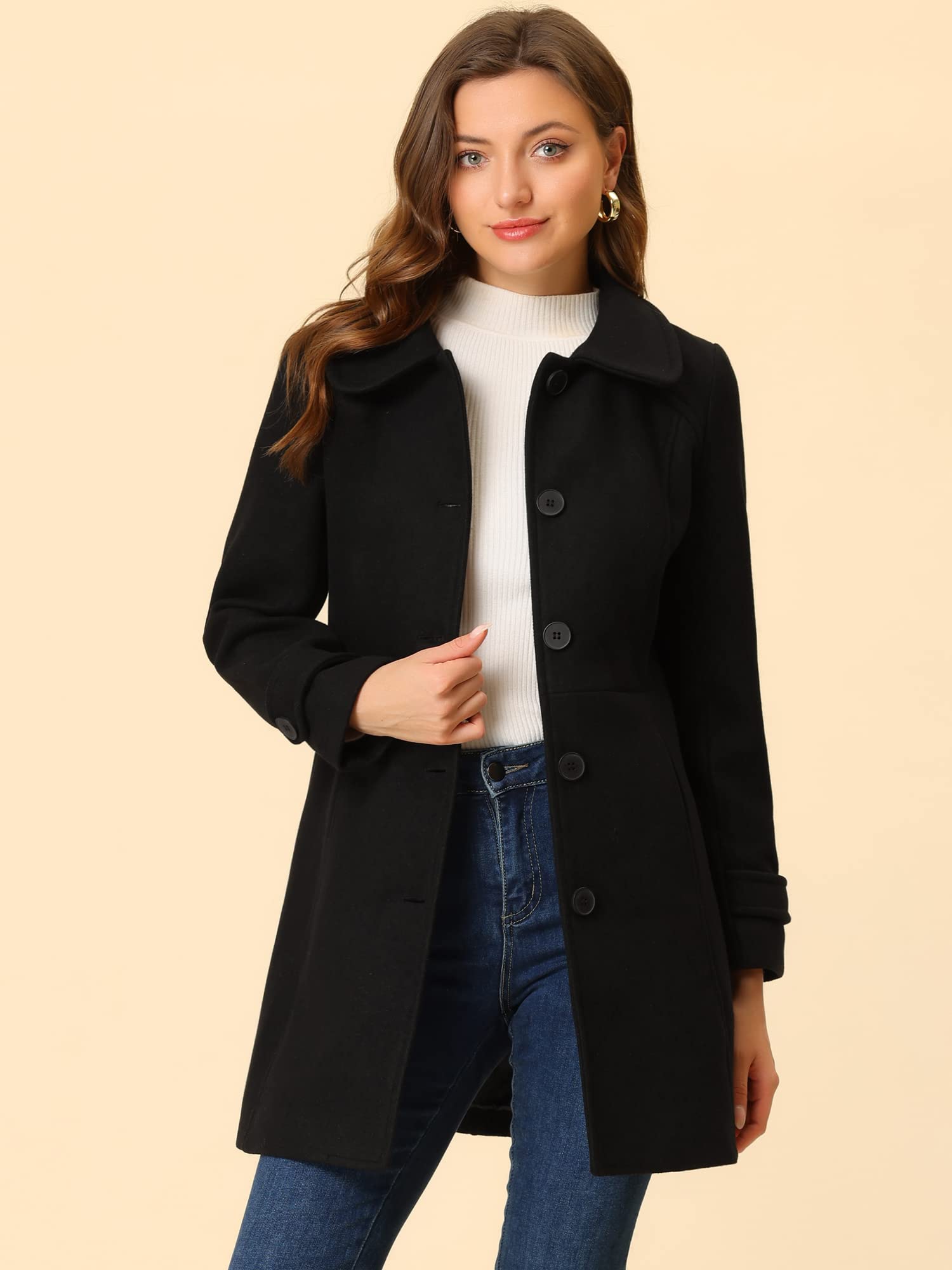 Allegra K Damen Ux Us G21041000ux0008 Langer Mantel Ux Us G21041000ux0008 Langer Mantel
