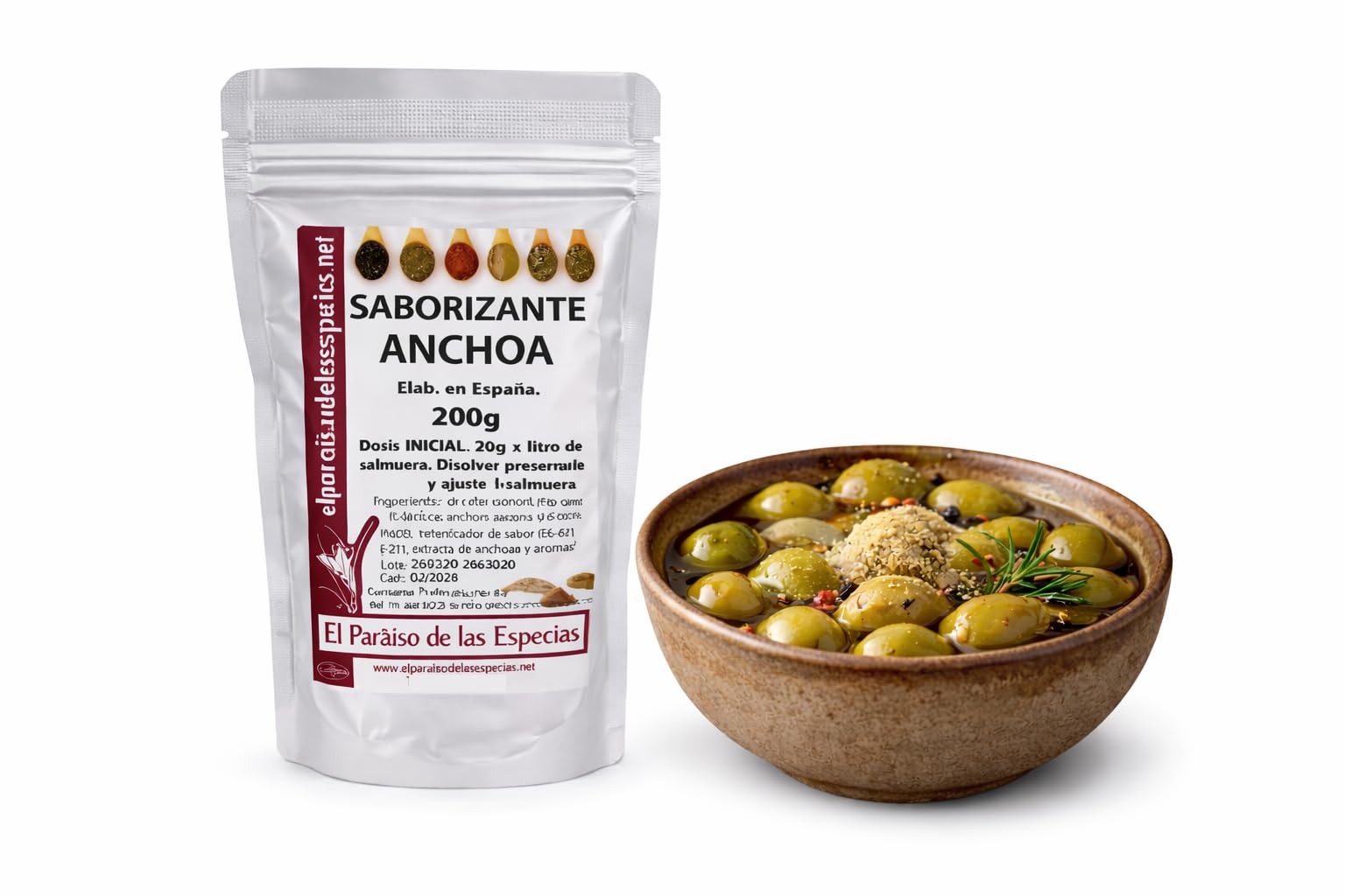El Paraíso de las Especias Aderezo para Aceitunas con Sabor a Anchoas 200 grs