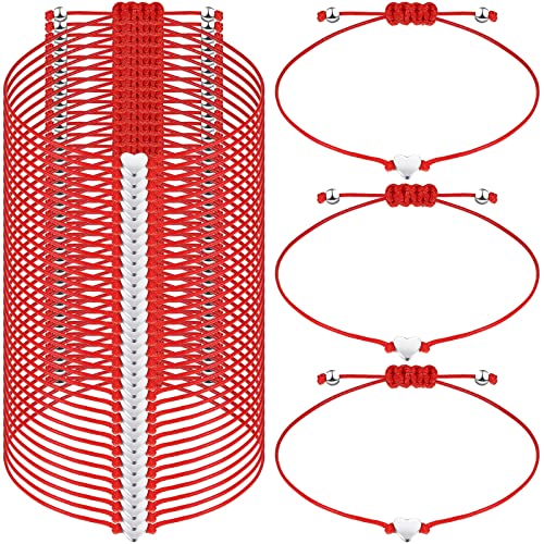Cunno Friendship Bracelets Bulk Red Bracelets String Adjustable Heart Handmade Wax Rope Handmade Braided Matching for Women Men Jewelry