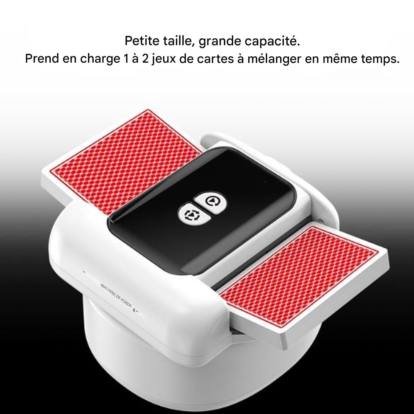 Générique Distributeur Automatique de Cartes | Mélangeur de Cartes Poker 1 à 2 Jeux - 2 Modes Silencieux Rechargeable pour Jeux de Société à Jouer Poker Blackjack