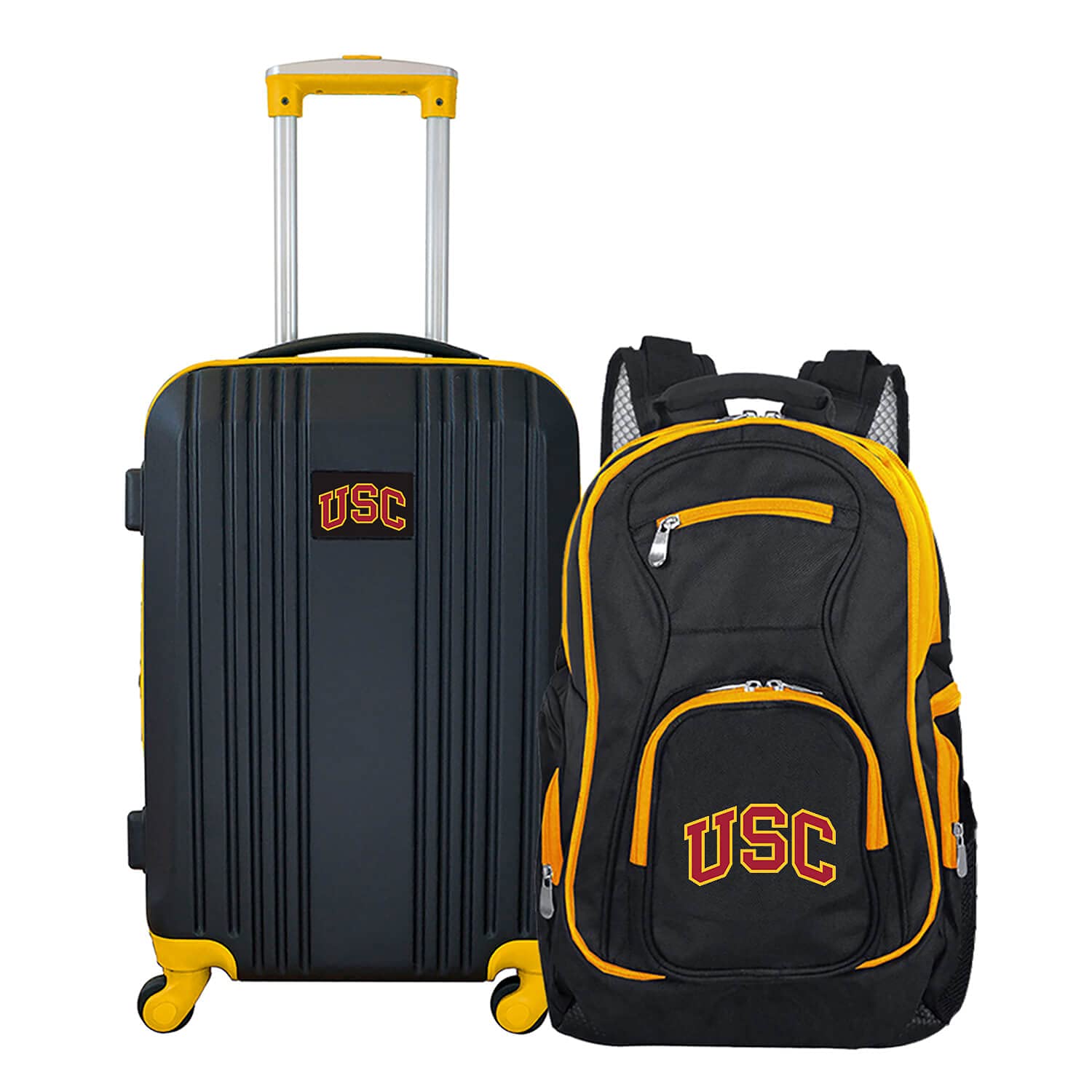 Denco University of Southern California Trojans 2-Piece Luggage Set, Includes 21-inch Two-Tone Hardcase Spinner and 19