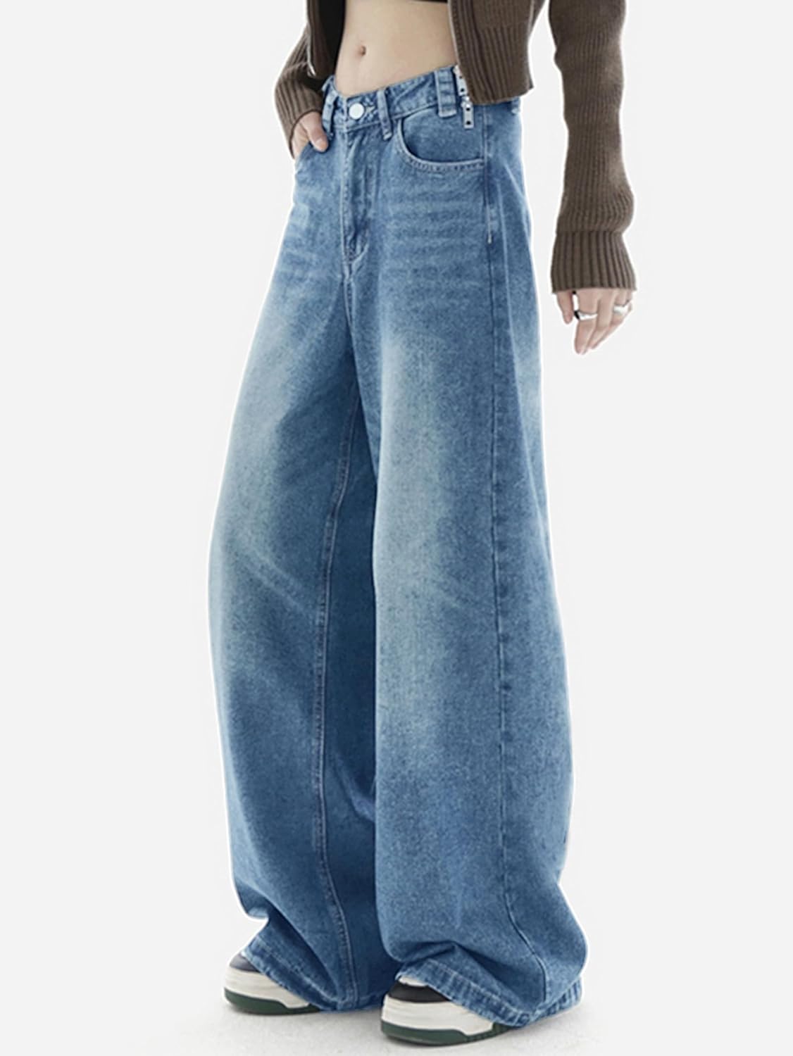 EMMIOL Baggy Jeans for Women, Wide Leg Jeans Plus Size Boyfriends Denim Pants, Y2K Vintage Style