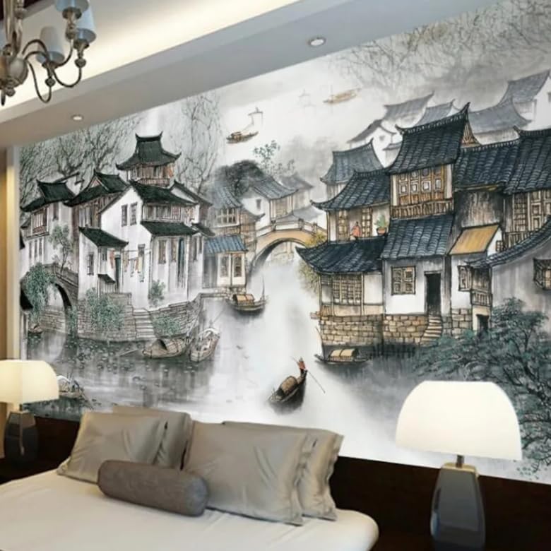 Papier peint panoramique 3D Jiangnan decor de style chinois