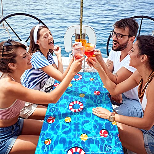 Tudomro 3 Pieces Beach Tablecloth Pool Party Tablecloth Summer Ball Table Cover Disposable Hawaiian Party Supplies For Summer Birthday Rectangle Dining Table Decorations, 51 X 87 Inch #TOP1
