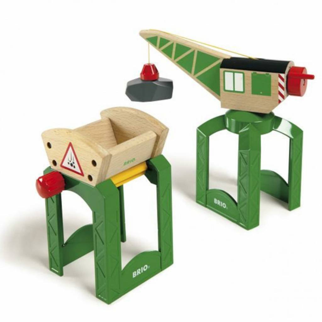 Set Cantera Ferrocarril Y Carretera BRIO - Tren De Madera Con Grúa Y Camiones - 32 Piezas - Para Niños 3 Años