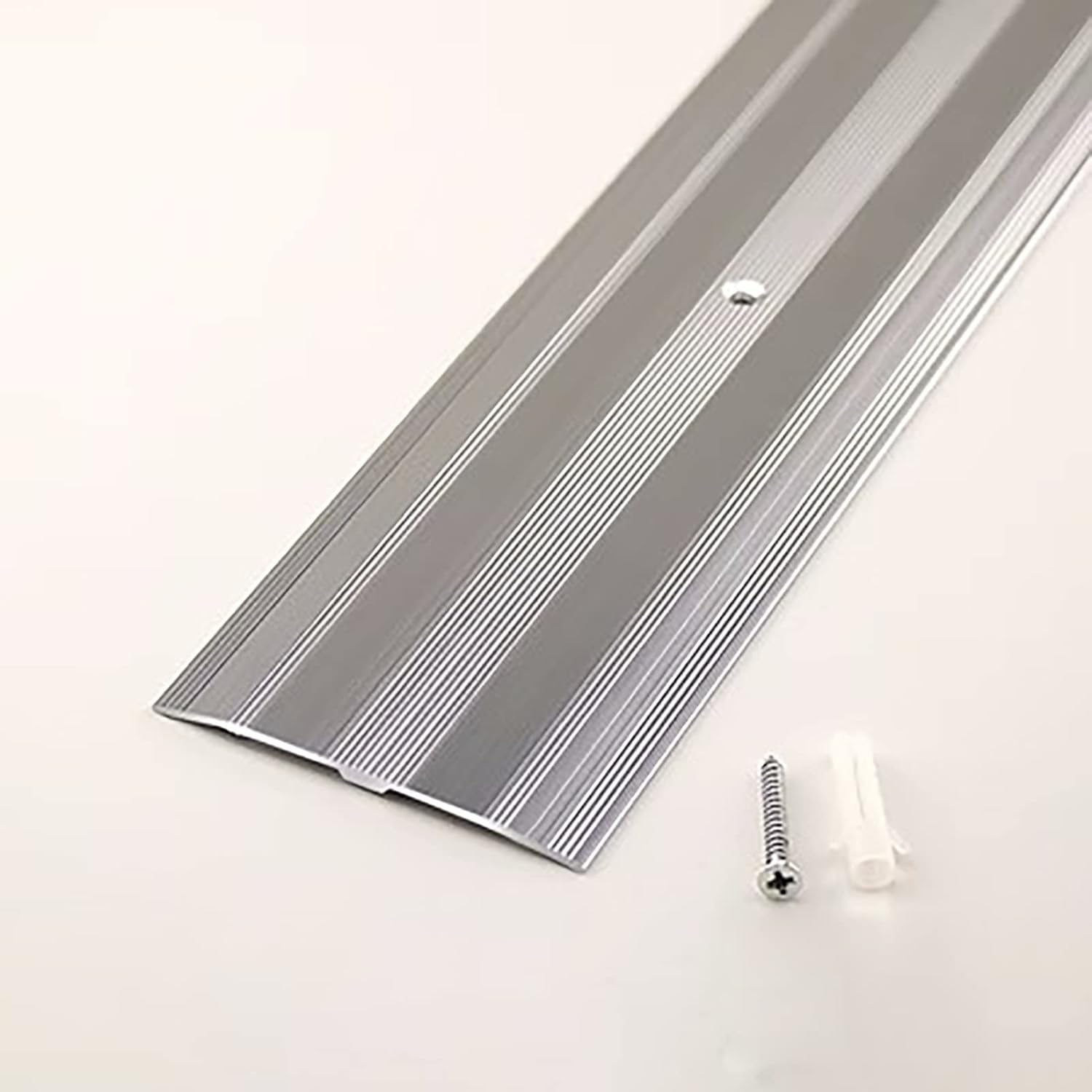 Transition Strip Aluminum Transition Floor Cover Strips, Tile Laminate Floor Flat Edge Trim Strip, Threshold Ramps for Doorways/Wheelchairs/Door Reducer,Silver