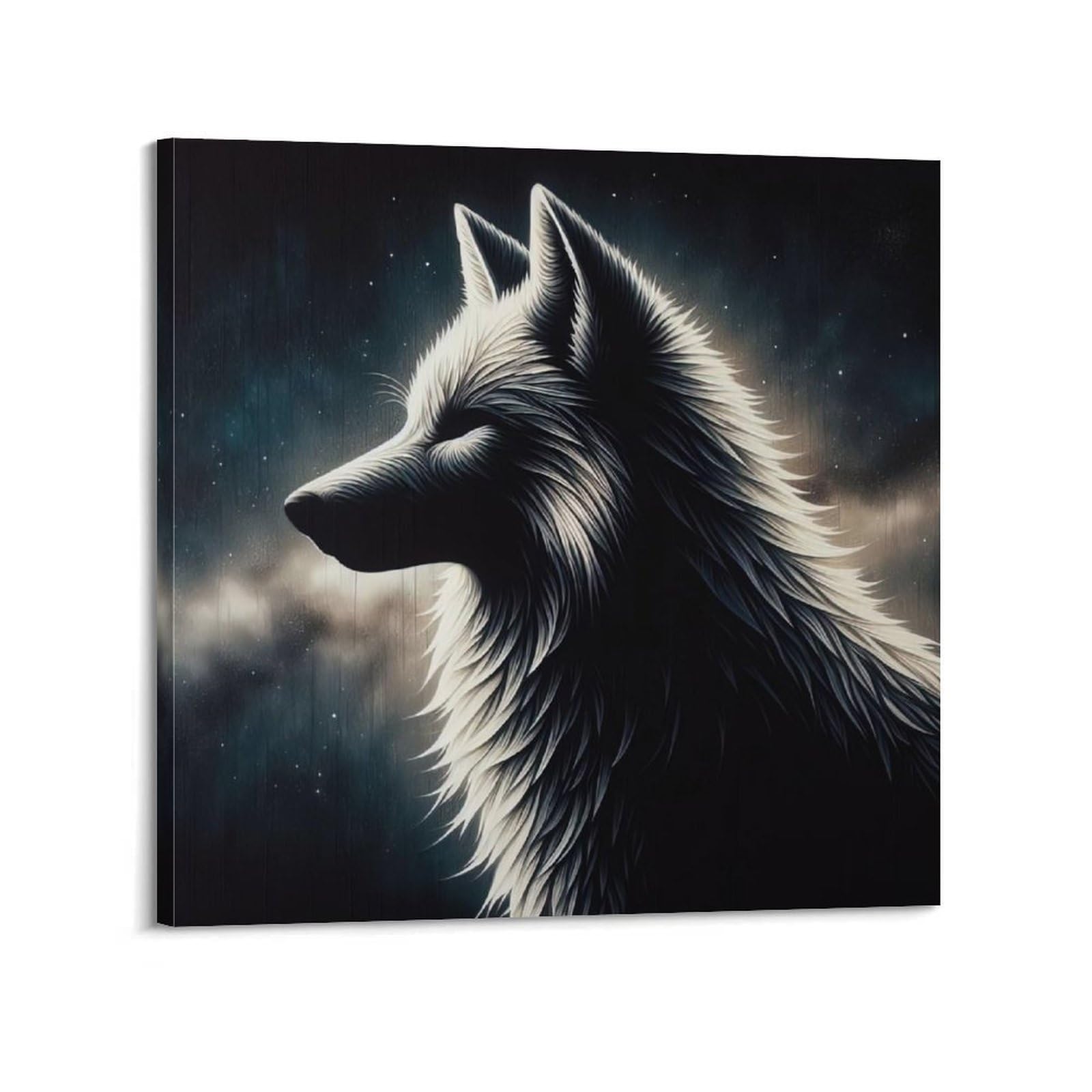 WPHSFX Animal Poster Wolves in The Stars Poster Decorative Painting Canvas Wall Posters And Art Picture Print Modern Family Bedroom Decor Posters 16x16inch(40x40cm)