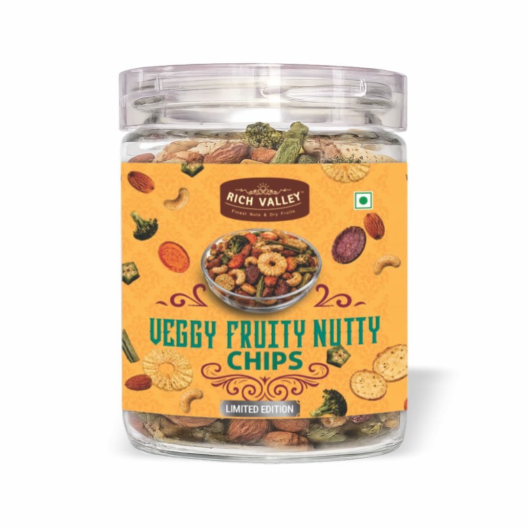 Rich Valley Veggy Fruity Nutty Chips | Crunchy Almond & Cashew Snack with Vegetables and Fruits | Air Cooked & Seasoned Ready-to-Eat-image-16