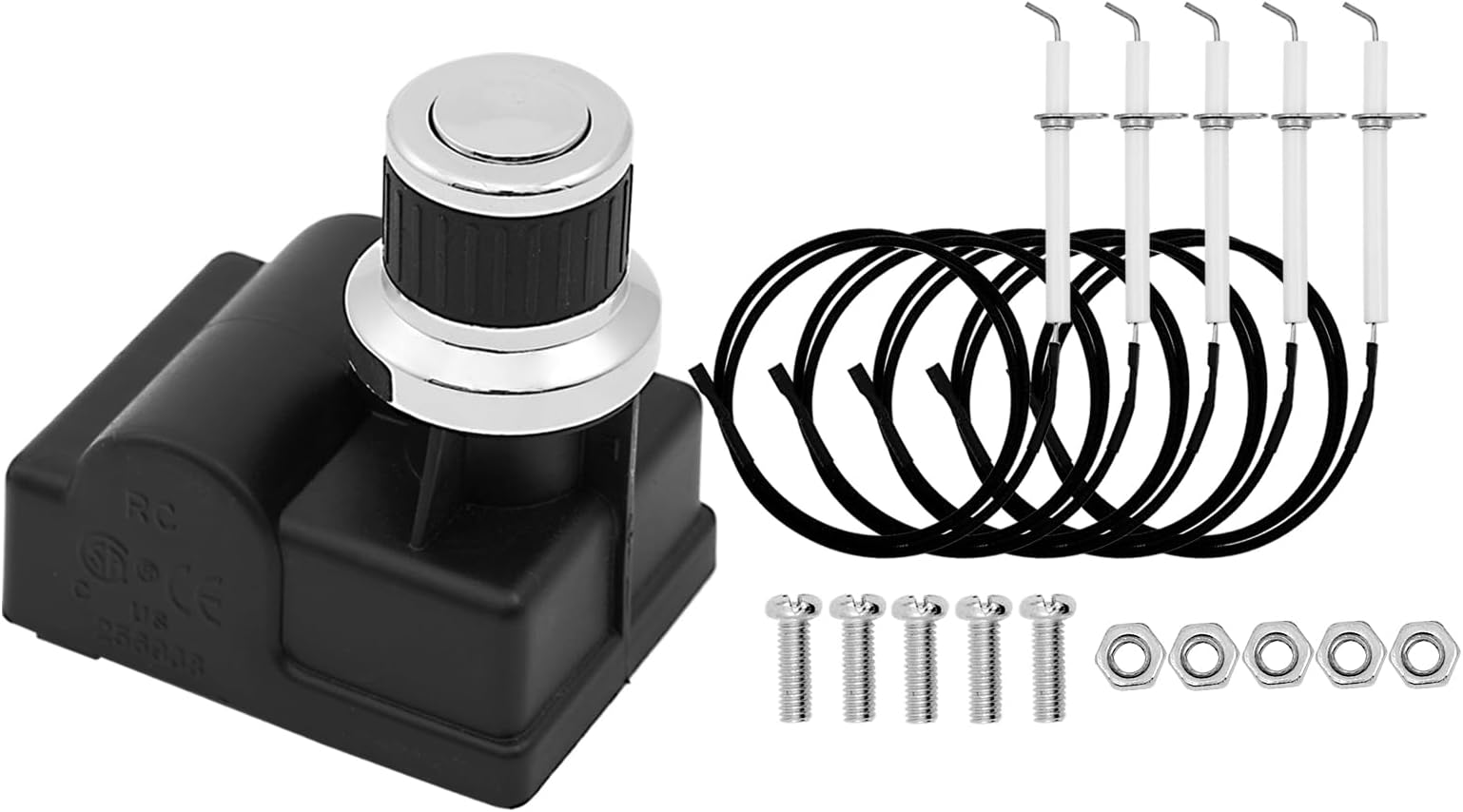 DHL-128-6Q Pulse Igniter Electrode Ignitor Wire Kit 6 Outlet Gas Grill Igniter Module Push Button Gr2210601-MM-00 Replacement Parts for Members Mark’s 5 Burner Grill Parts 5 Mounted Igniters Kits