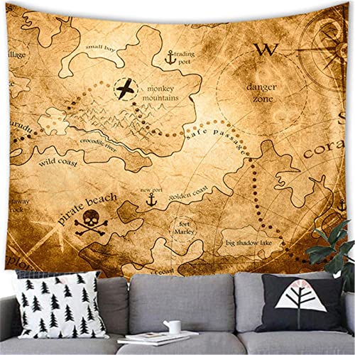 MEKPAM Retro World Map Tapestry Wall Hanging World Map Tapestry Party Home Decoration Map Background 150X130CM/59X51 Inch