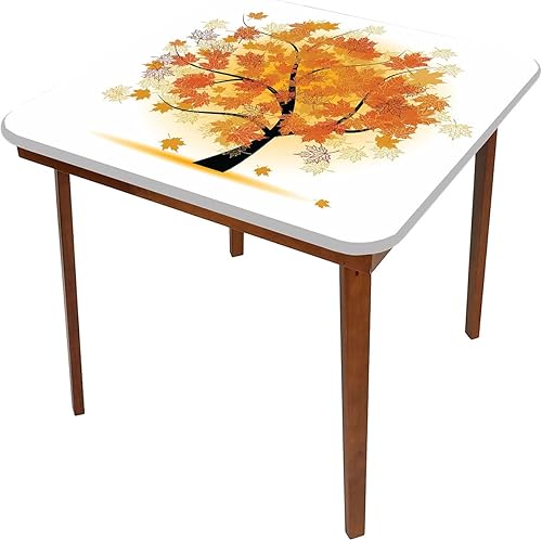 Miniatura 10 de Mantel cuadrado elástico de otoño, ramas de árbol de otoño dobladas con remolino con mantel elástico de color, se adapta a mesas de 36 x 36