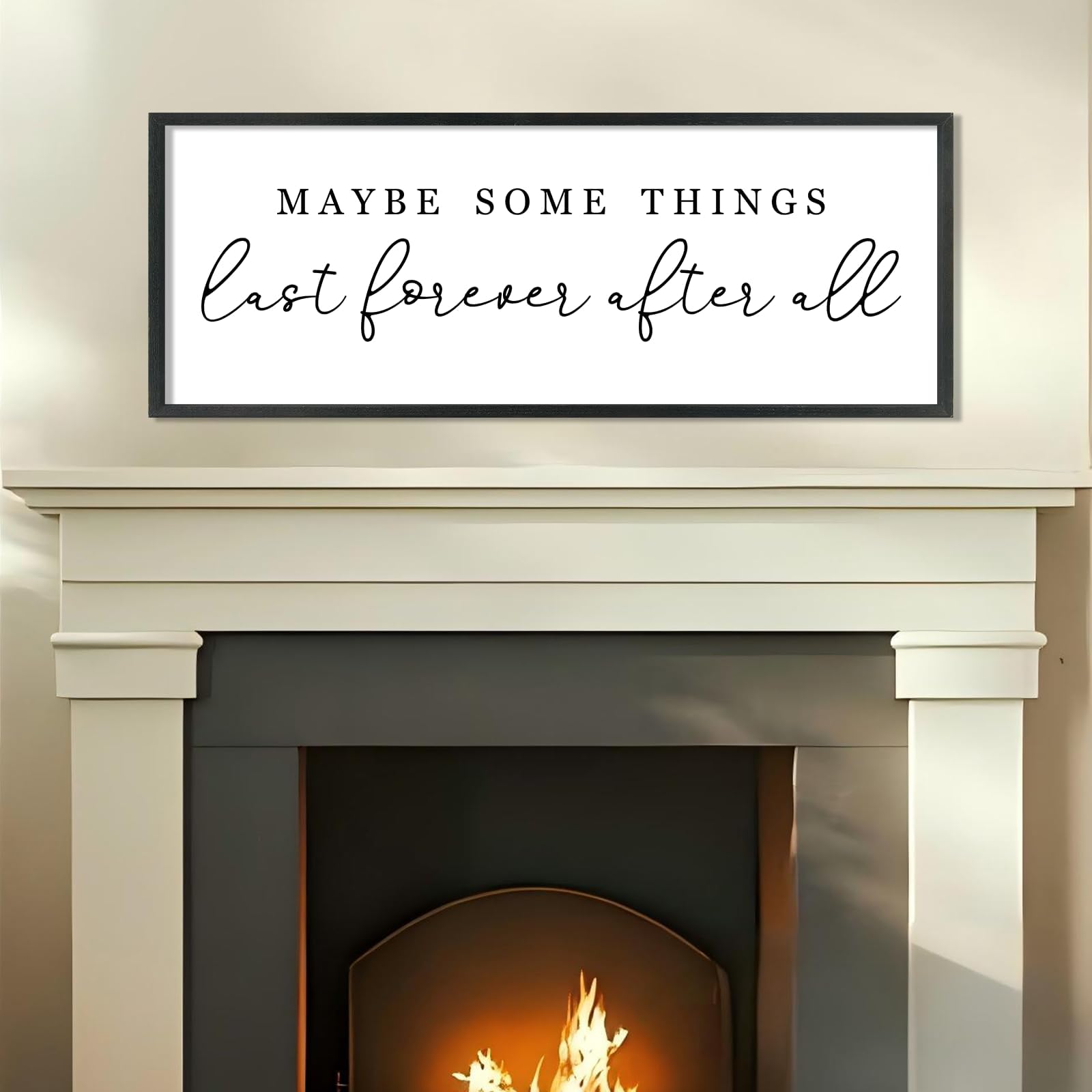 YWJKWLGS Letrero decorativo para pared de dormitorio principal, con texto en inglés "Maybe Some Things Last Forever After All", 101.6 x 38.1 cm, moderno estilo rústico grande de madera rústica