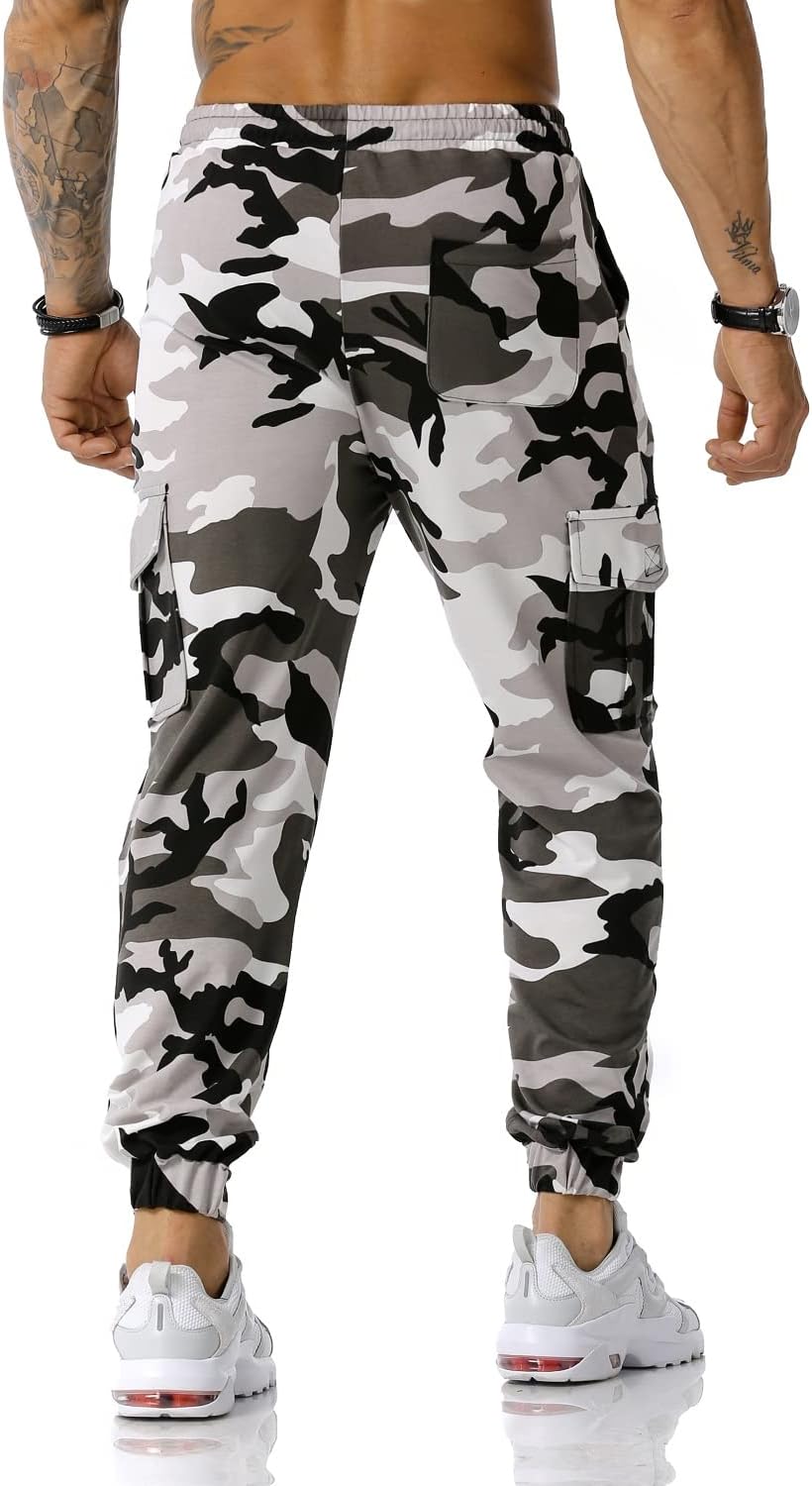 Colorful House Sandy Joggers for Men Casual Cargo Jogger Sweatpants Relaxed Fit Work Pants Stretch Waist Big and Tall