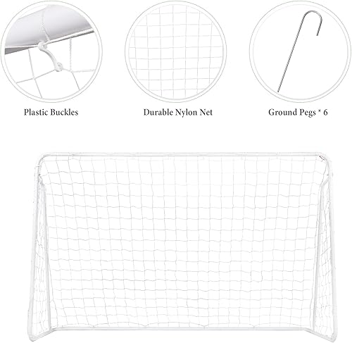 Miniatura 4 de Portería de fútbol de 8 x 5 x 2.6 pies con red, juego de entrenamiento de fútbol portátil para patio trasero, marco de nailon y acero resistente a
