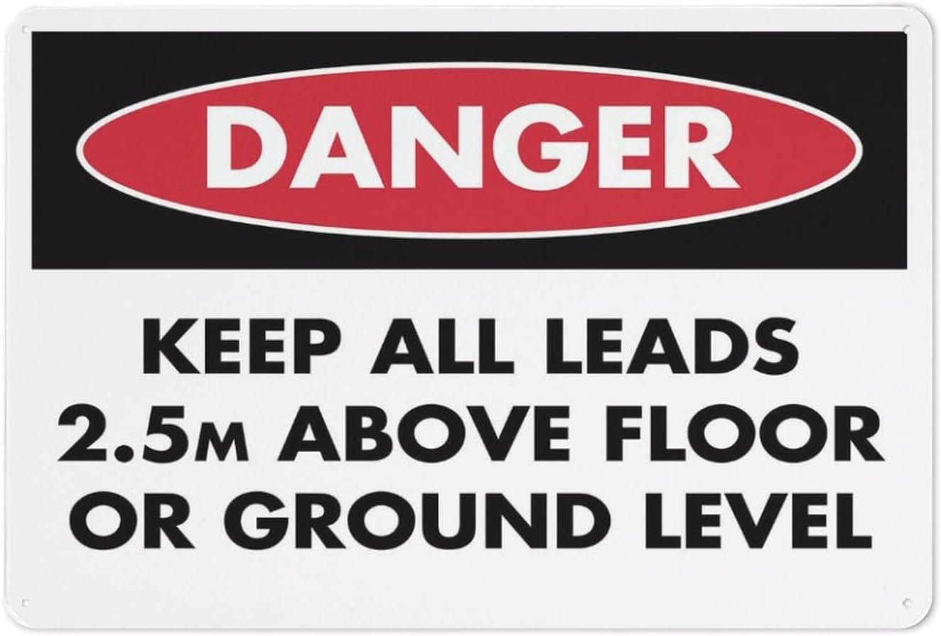 Danger Leads 2.5M Reflective Rust Free Aluminum Sign - Warning Signage with Symbol for Factory, Warehouse - Indoor-Outdoor, 12x16 Inches​