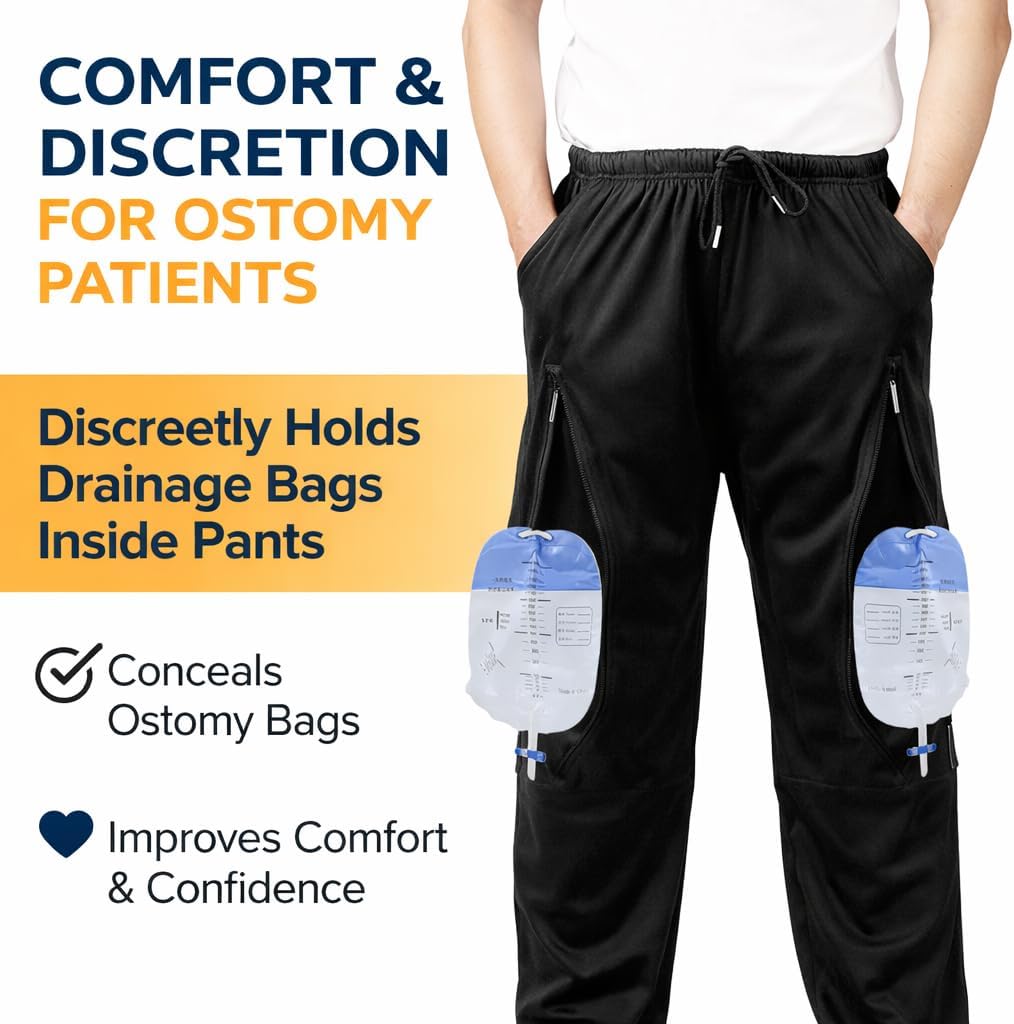 Urine Bag Holder with Dual Hidden Pockets for Foley, Nephrostomy & Suprapubic Catheters