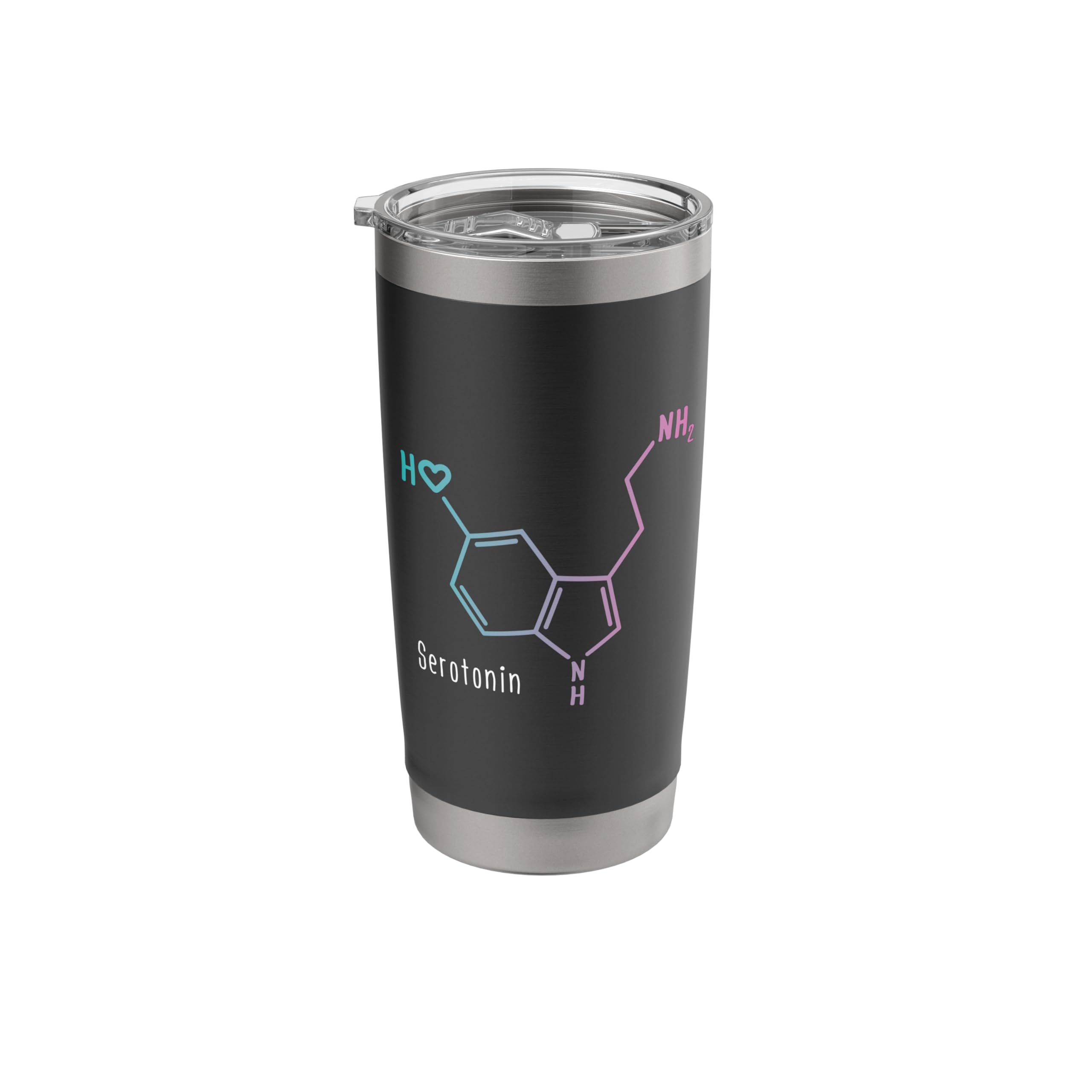 Serotonin Molecular Formula Chemistry & Neuroscience Lovers Stainless Steel Insulated Tumbler Black 20 Ounces