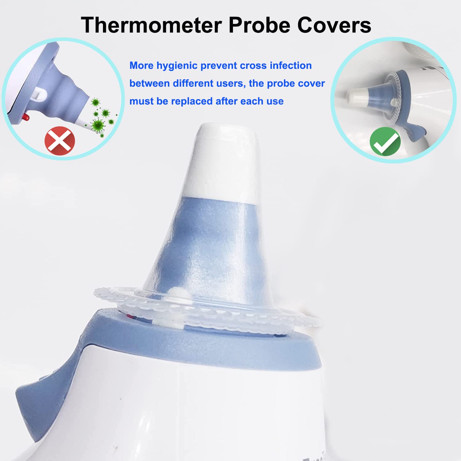 800 Pack Ear Thermometer Probe Covers/Refill Caps/Lens Filters for All Braun Thermometers Models and Other Types of Digital Disposable