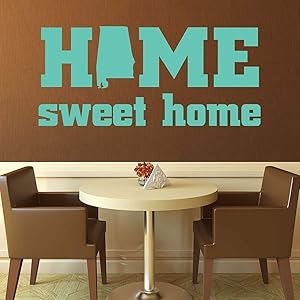 Tamengi Home Sweet Home State of Alabama Silhouette Vinyl Wall Art Decal for Living, Dining, Family Room or Entryway Decor 15.7