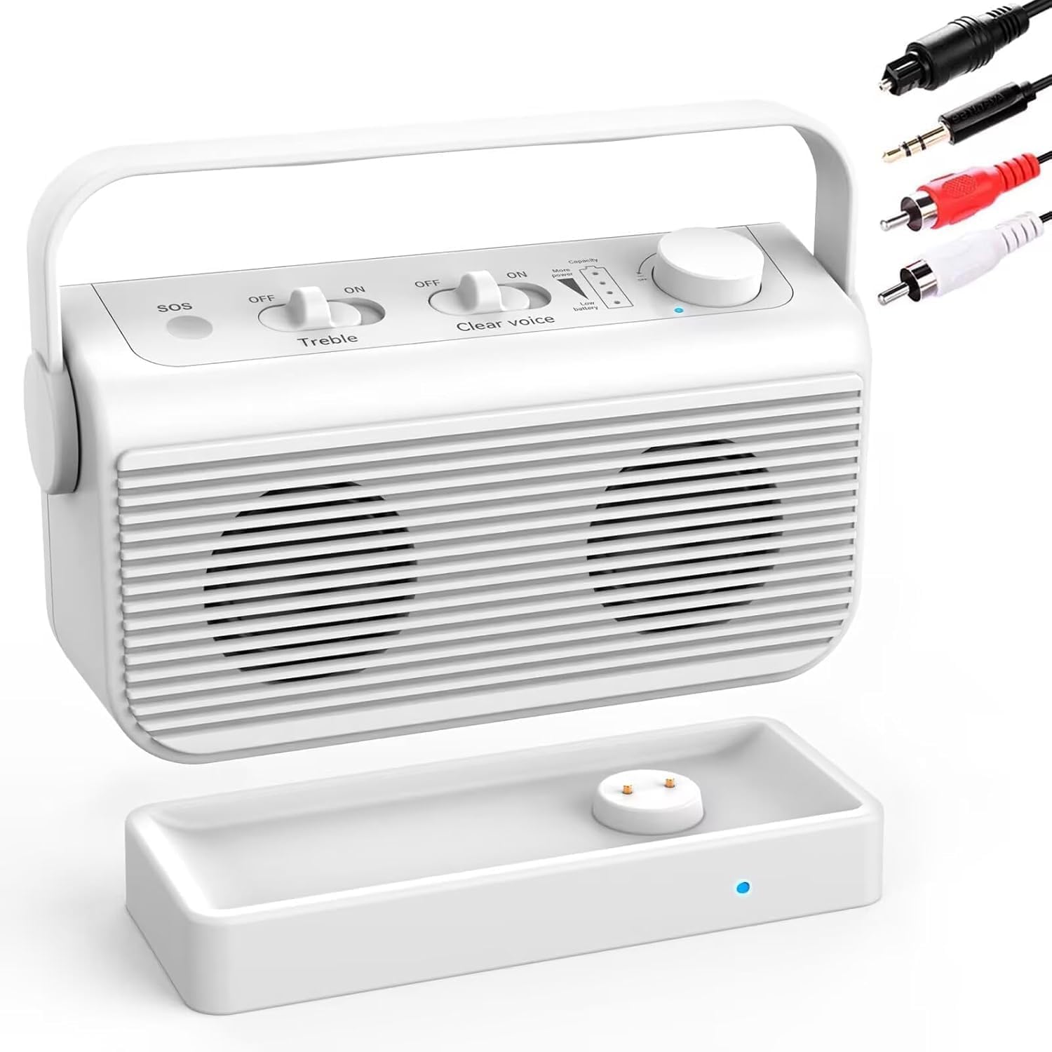 ANSTEN Amplificatore vocale per TV, portata di 30 m, plug and play, altoparlante TV portatile con interruttore SOS, altoparlante TV per anziani e problemi di udito, nessun ritardo audio | Altoparlante portatile per TV, con interruttore SOS per anziani e p