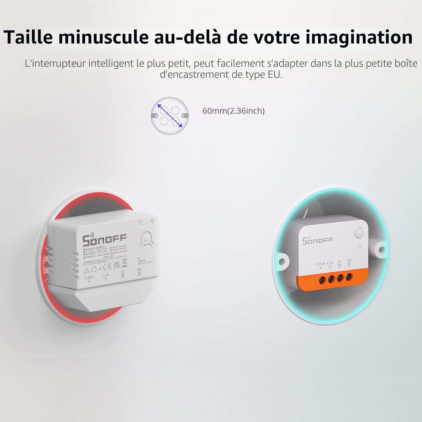 SONOFF ZBMINIL2 ZigBee Interrupteur Sans Fil 6A/1440W 2-Way Smart Switch Compatible Alexa Google Home ZigBee 3.0 (2 Pack)