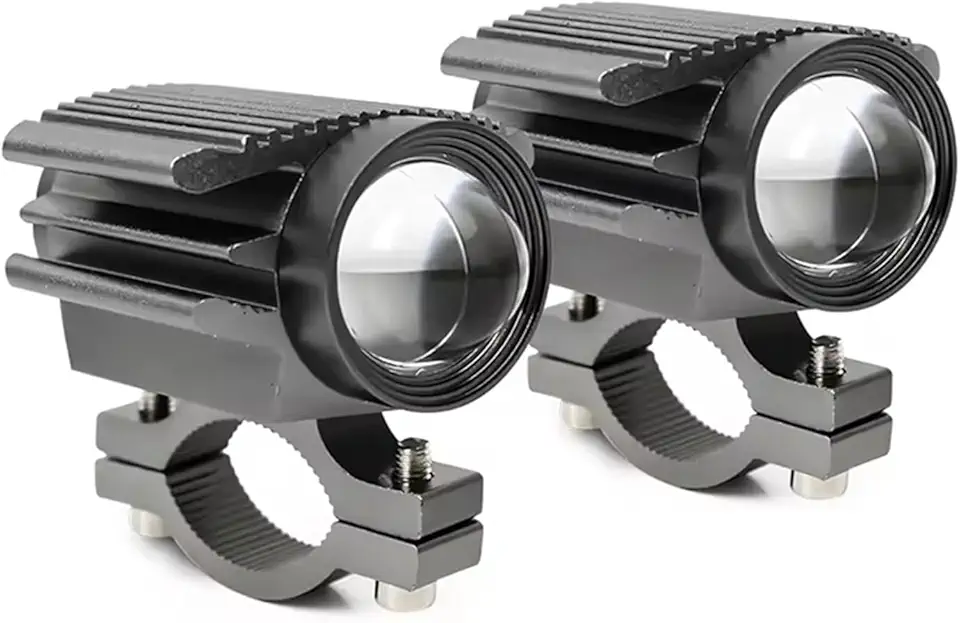 Par de Faróis de Milha LED para Moto e Carro, Auxiliar 90W 10000LM, Bivolt 8V-80V, Luz Branca e Amarela (Dual Color), Prova D'água IP65, Com Suporte e Interruptor (1 Par)