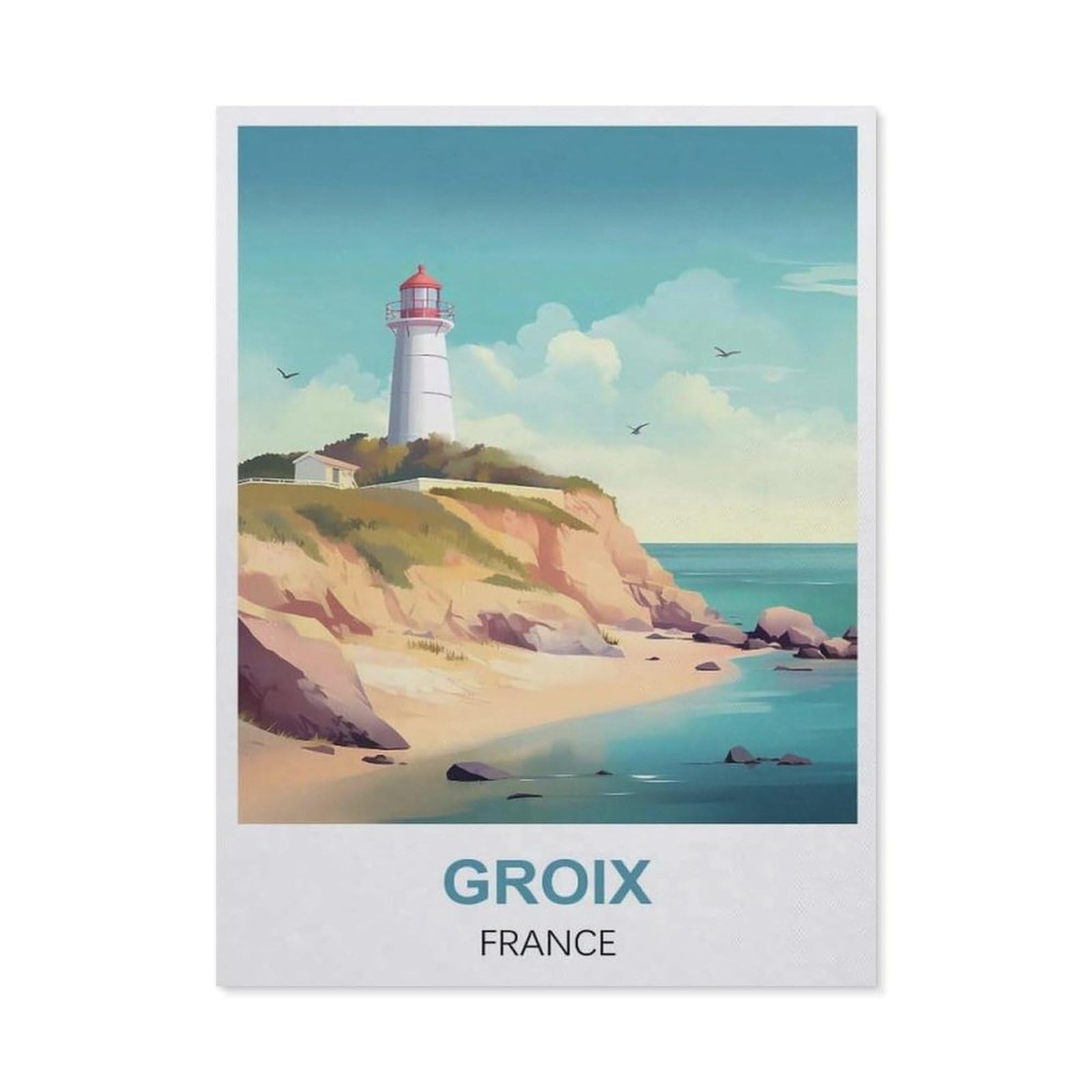 Vintage Wall Decor Metal Poster Plaque，Groix France(30x40cm）