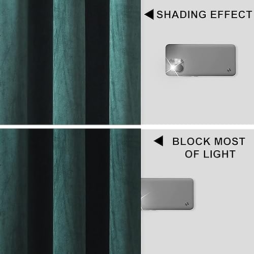 Miniatura 4 de MeZQ Cortinas opacas de terciopelo verde de lujo súper suaves de 108 pulgadas, para oscurecer la habitación, con ojales y aislamiento térmico, para