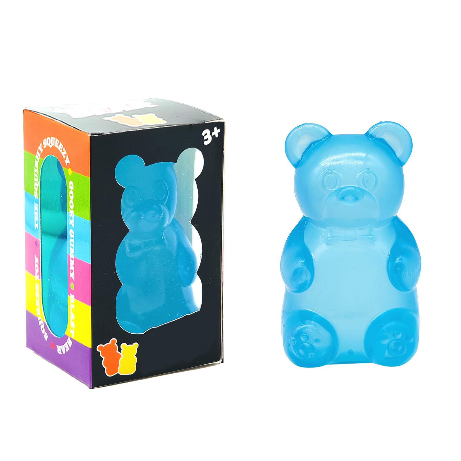 Gummy Bear Toy, Stress Bear Squishy Ball, Sugar Filled Squishy Toys for Kids Stress Relief, Bear Squeeze Toy Fidget Squishy Toys for Anxiety Relief ,Students Adults Creative Party Filler Gift (Blue)