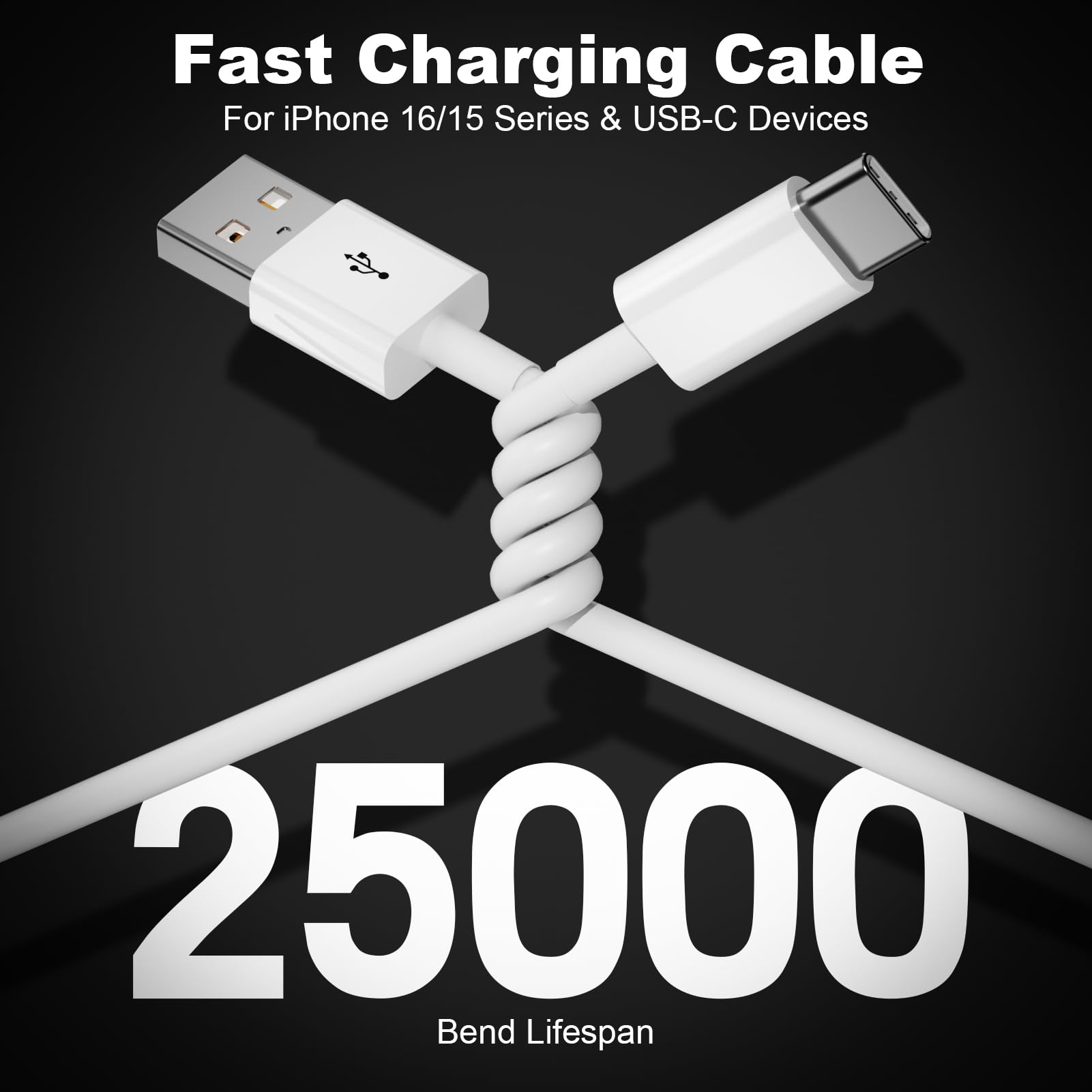 3 Pack Car Carplay Cable For IPhone 16 15 Pro Max 15 Plus,3FT USB To USB C Cable For