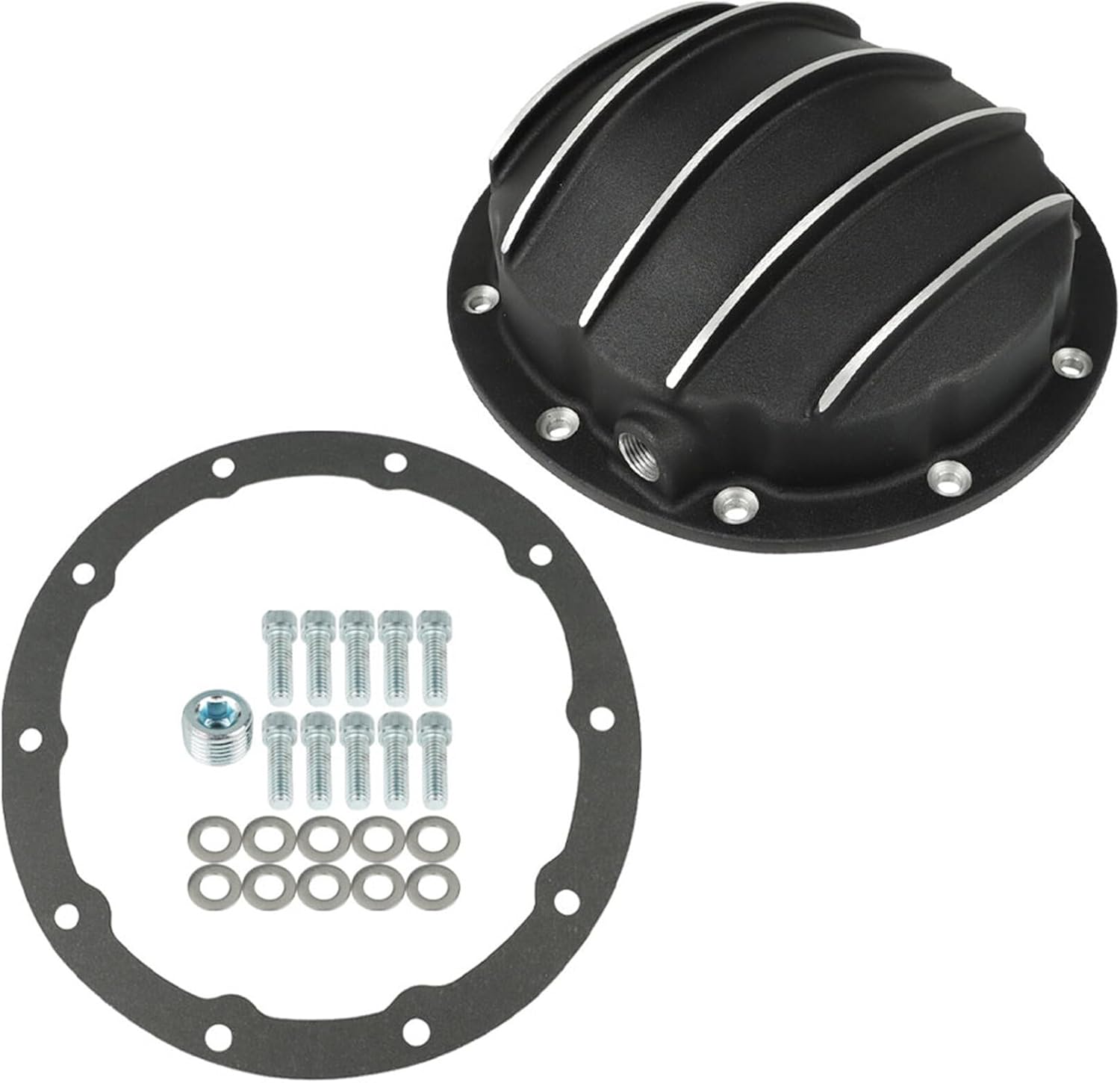 GXYWADY 10 Bolts Differential Cover 8.5 and 8.6 Ring Gear Diff Cover Cast Aluminum Black Replacement for Grand National Camaro Chevelle Oldsmobile 1964-Up