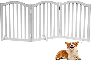 Wooden Dog Gate Foldable Pet Fence Freestanding Pet Gates
