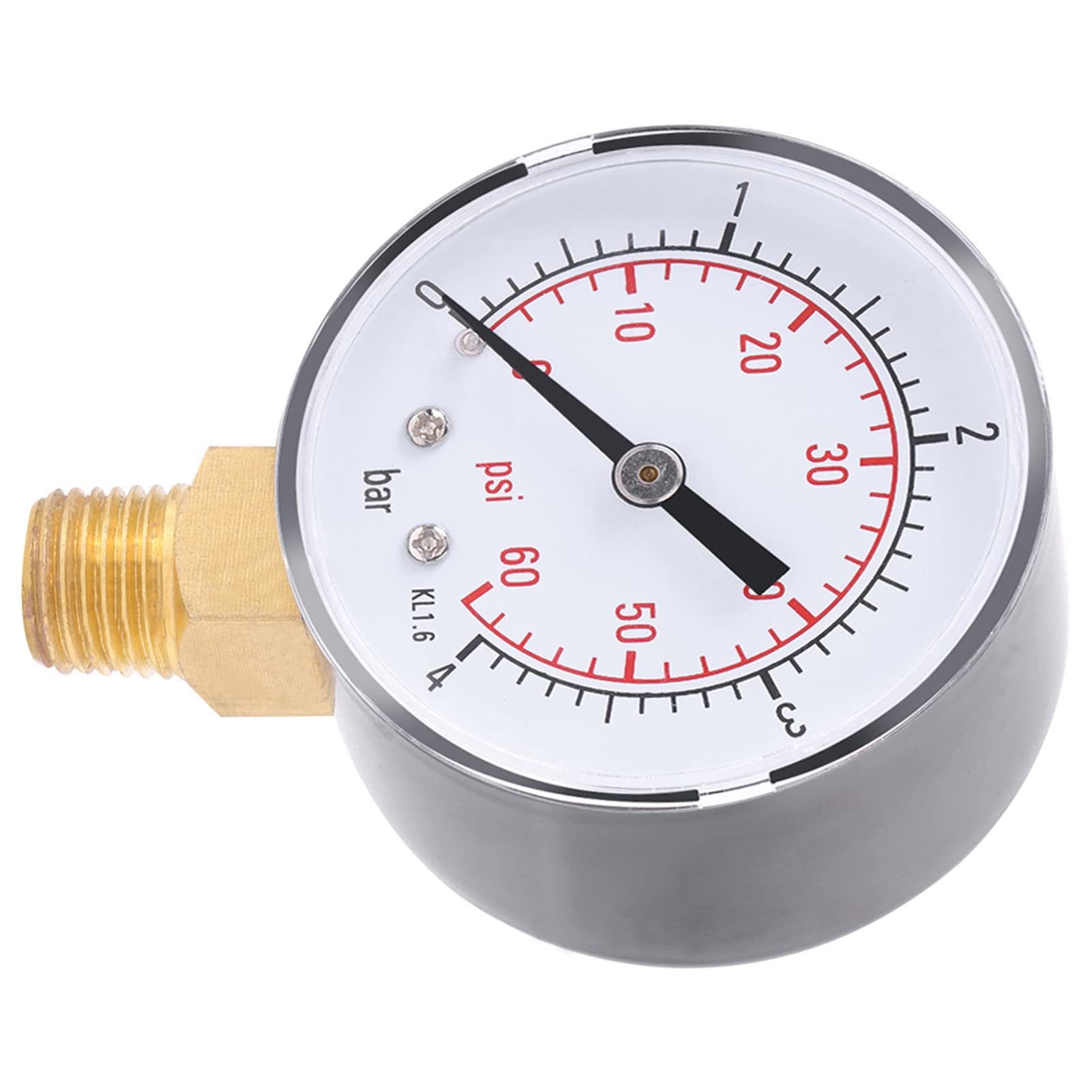 FTVOGUE Mini niskiego ciśnienia 1/4" NPT mosiężny uchwyt boczny do paliwowego oleju powietrznego lub wody 0-4 bar / 0-60 psi NPT