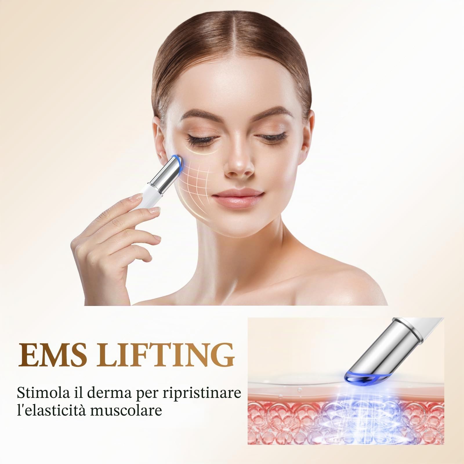 Massaggiatore Occhi, ANLAN Massaggiatore Contorno Occhi, EMS Massaggiatore Viso con 40 °C Impacco Caldo, Vibrazione, EMS, Elimina Occhiaie, Gonfiori e Rughe Oculari(Bianco)