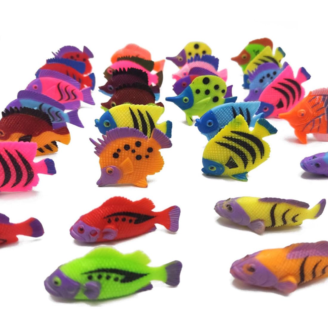FDCGAS 15 PCS Acuario Peces de plástico - Figuras de Peces Flotantes Artificiales Adornos de Peces en Movimiento Realistas Decoraciones de Peces Tropicales para Acuario Tanque de Peces Juguete