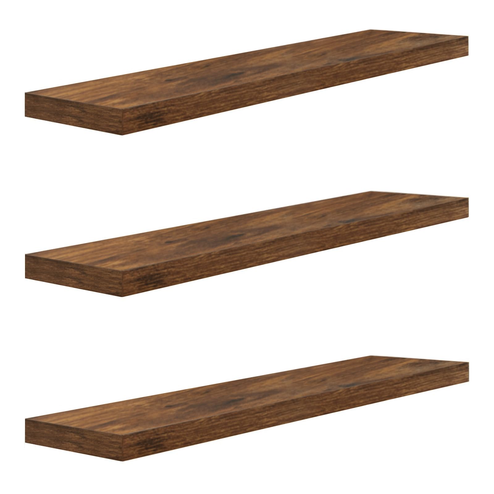 WOLTU Vintage 3-Pack Wall Shelf, Bookcase, Hanging Shelf, MDF Wood, Brown