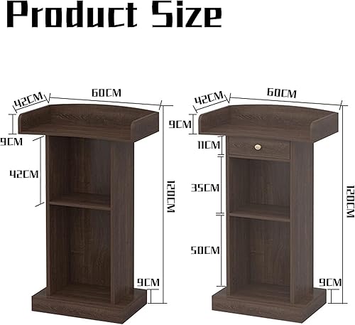 Miniatura 2 de JITEM Atril Podium - Soporte de podio de madera con amplio cajón para iglesias, 48.8 pulgadas de altura, atril de piso, escritorio de recepción para