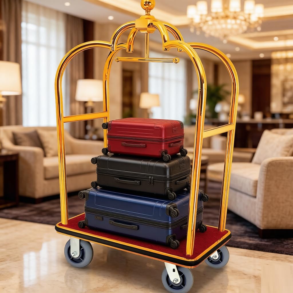 Carro de Equipaje de Hotel/Carro de Servicios/Carro de Mano de Hotel, Capaz de soportar hasta 1200 Libras, con Ruedas de Goma silenciosas de 6 Pulgadas, Utilizado en Espacios comerciales