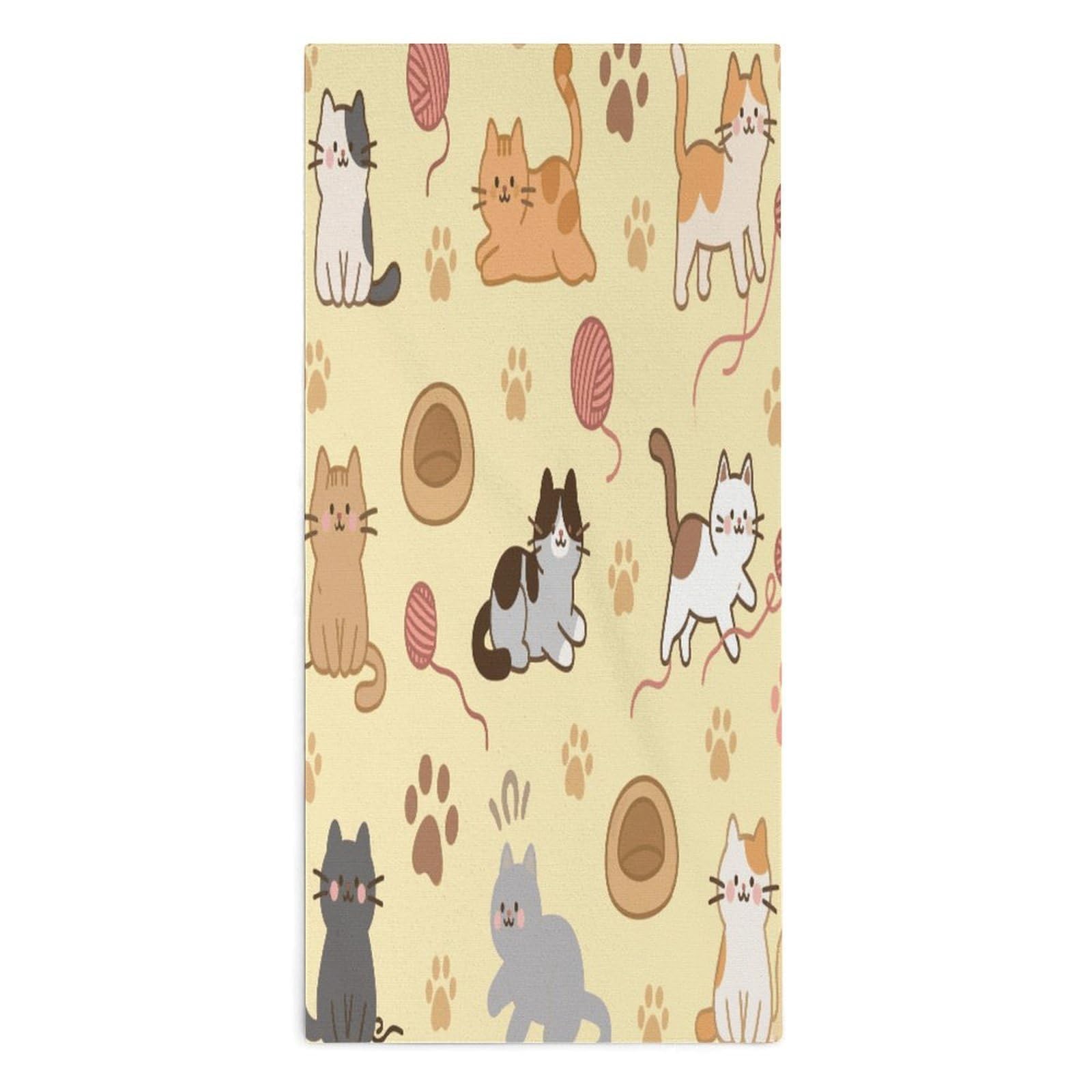 YUXBVKRS Cat Pattern Hand Towels for Bathroom 14x29 Inch