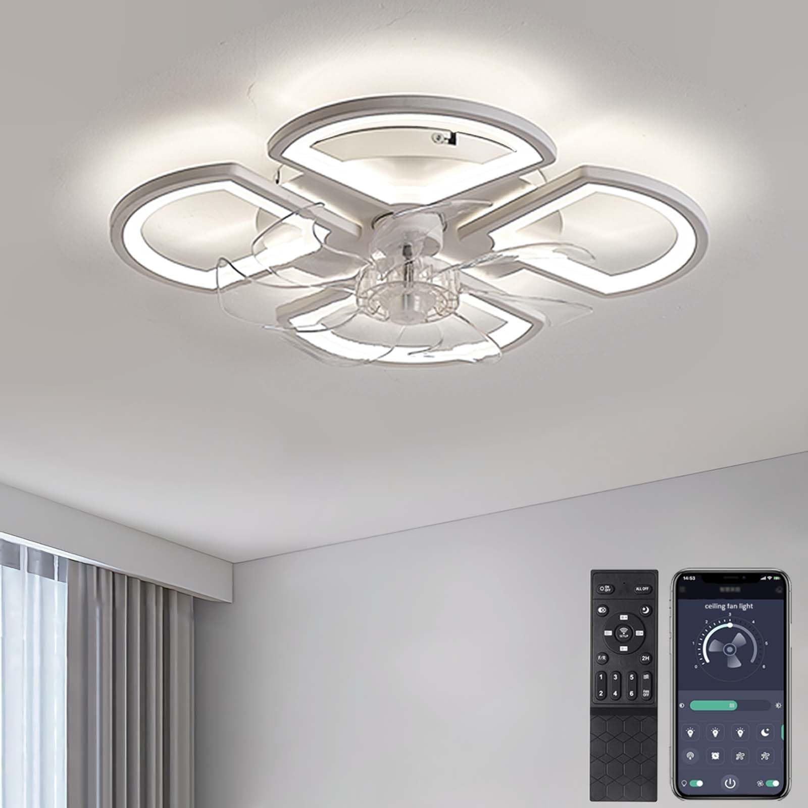 Lampadario con ventilatore da soffto da 50CM con telecomando a luce Led altoparlante Bluetooth ventilatore a 6 velocà guida al vento per l'ancoraggio domestico  39