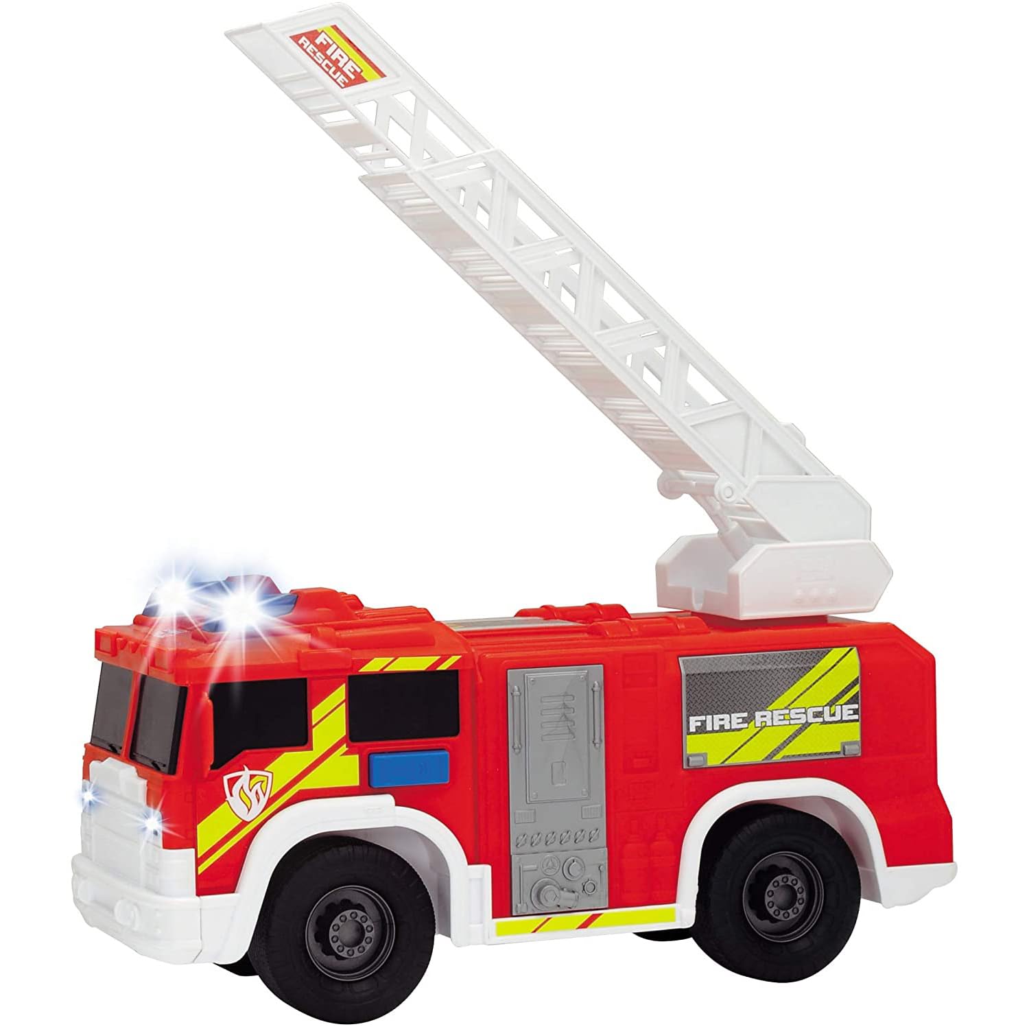 Dickie Toys Camión de Bomberos con Luz y Sonido, Escalera Móvil y Extensible, Pilas Incluidas, Apto para Niños y Niñas de 3 a 6 Años de Edad, 30 cm