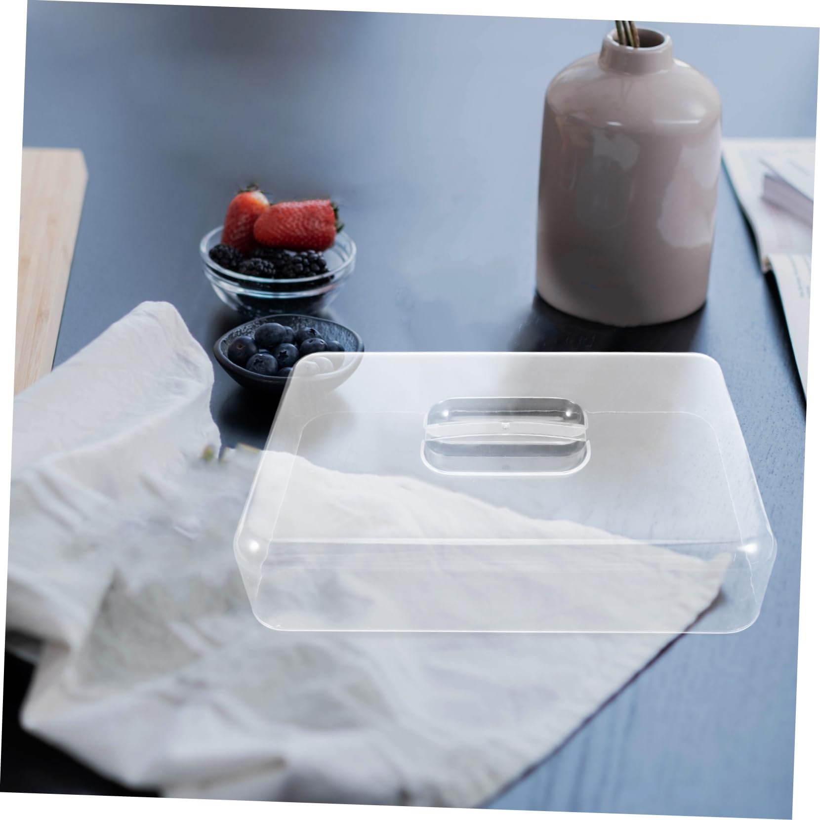 Gatuida Espositore Rettangolare in Acrilico Trasparente Copertura Cupola Per Torte Vassoio Rettangolare Per Pane Colazione Dessert Antipasto Piatto Esposizione Scrivania
