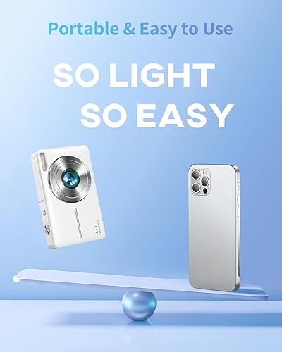 Miniatura 5 de Cámara digital, cámara para niños, FHD 1080P, cámara de apuntar y disparar con zoom de 16X, antivibraciones, pequeña cámara compacta para